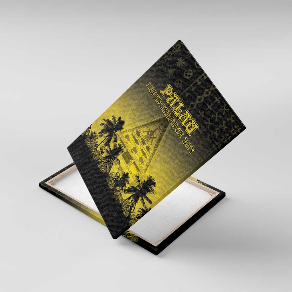 Palau Independence Day Canvas Wall Art Palauan Tattoo Pattern LT05 With Frame Black - Polynesian Pride
