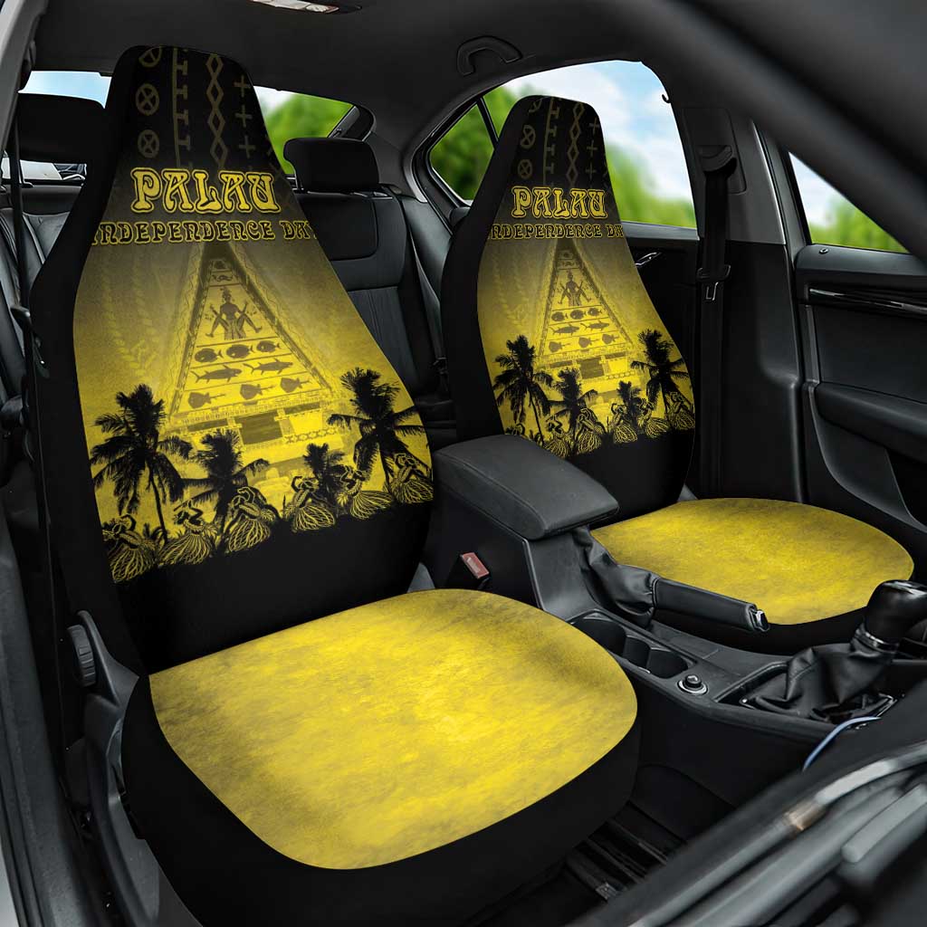 Palau Independence Day Car Seat Cover Palauan Tattoo Pattern LT05 One Size Black - Polynesian Pride