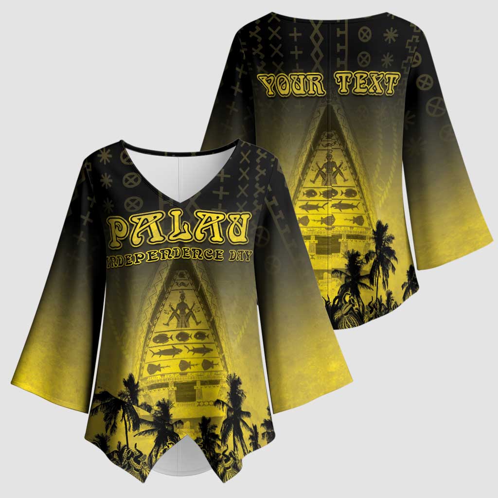 Personalised Palau Independence Day Kimono Sleeve Blouse Palauan Tattoo Pattern LT05 - Polynesian Pride
