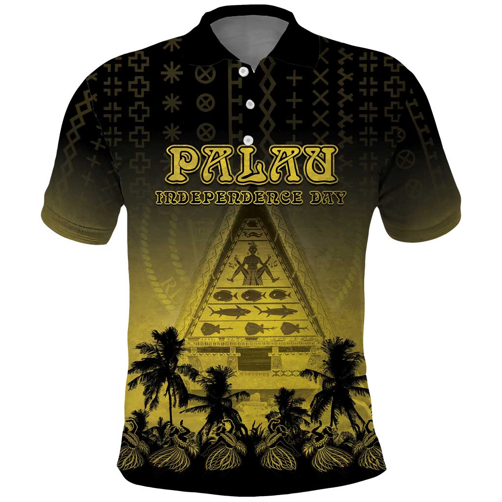 Personalised Palau Independence Day Polo Shirt Palauan Tattoo Pattern LT05 Black - Polynesian Pride