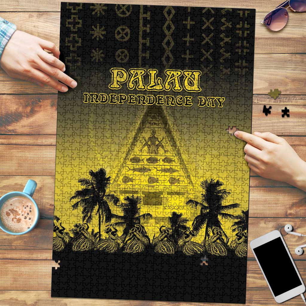 Palau Independence Day Puzzle Palauan Tattoo Pattern LT05 Black - Polynesian Pride