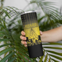 Personalised Palau Independence Day Skinny Tumbler Palauan Tattoo Pattern LT05 - Polynesian Pride