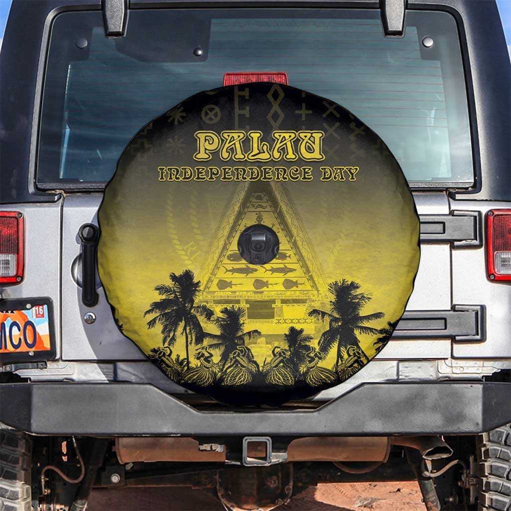 Palau Independence Day Spare Tire Cover Palauan Tattoo Pattern LT05 Black - Polynesian Pride