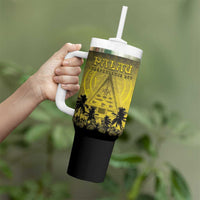Personalised Palau Independence Day Tumbler With Handle Palauan Tattoo Pattern LT05 - Polynesian Pride