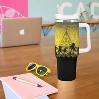 Personalised Palau Independence Day Tumbler With Handle Palauan Tattoo Pattern LT05 - Polynesian Pride