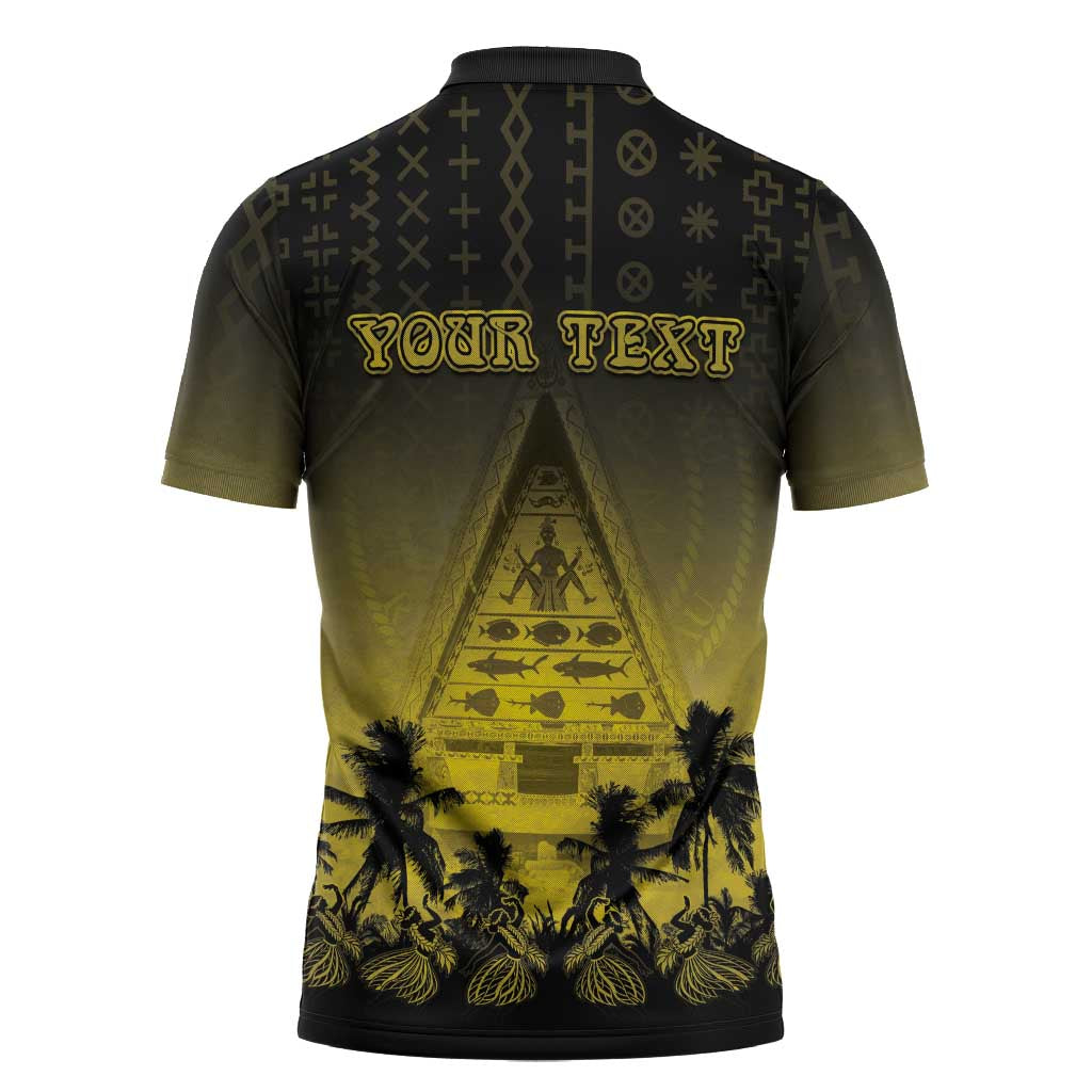 Personalised Palau Independence Day Zipper Polo Shirt Palauan Tattoo Pattern LT05 - Polynesian Pride