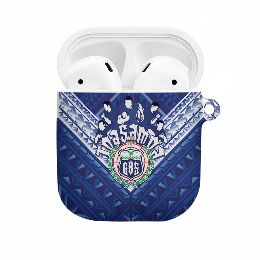 Toa Samoa Rugby AirPods Case Samoan Pride With Tribal Pattern LT05 Blue - Polynesian Pride