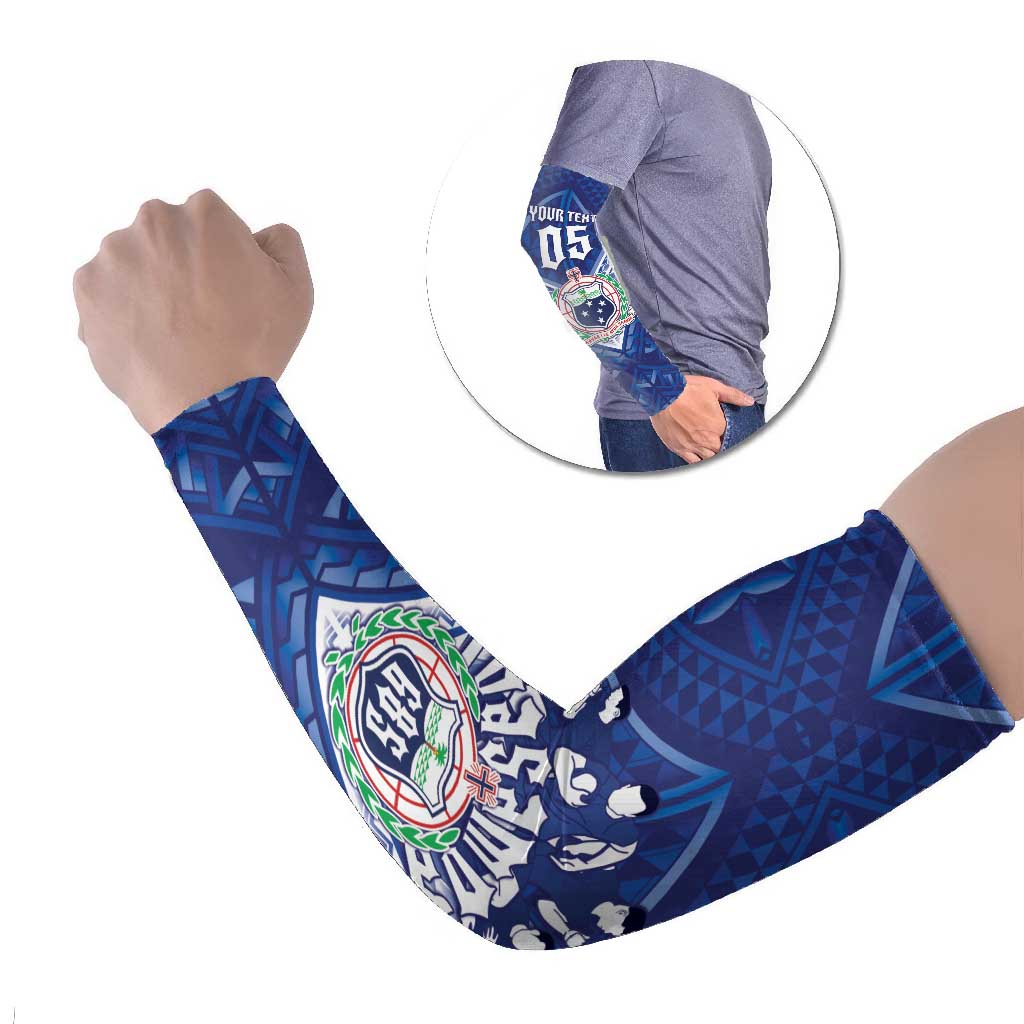 Toa Samoa Rugby Custom Arm Sleeves Samoan Pride With Tribal Pattern LT05 Set of 2 Blue - Polynesian Pride