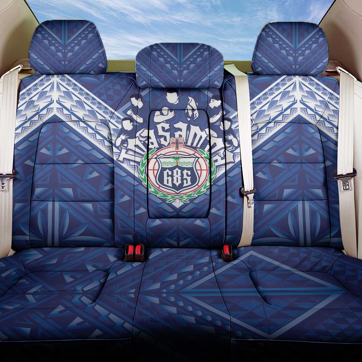 Toa Samoa Rugby Back Car Seat Cover Samoan Pride With Tribal Pattern LT05 One Size Blue - Polynesian Pride