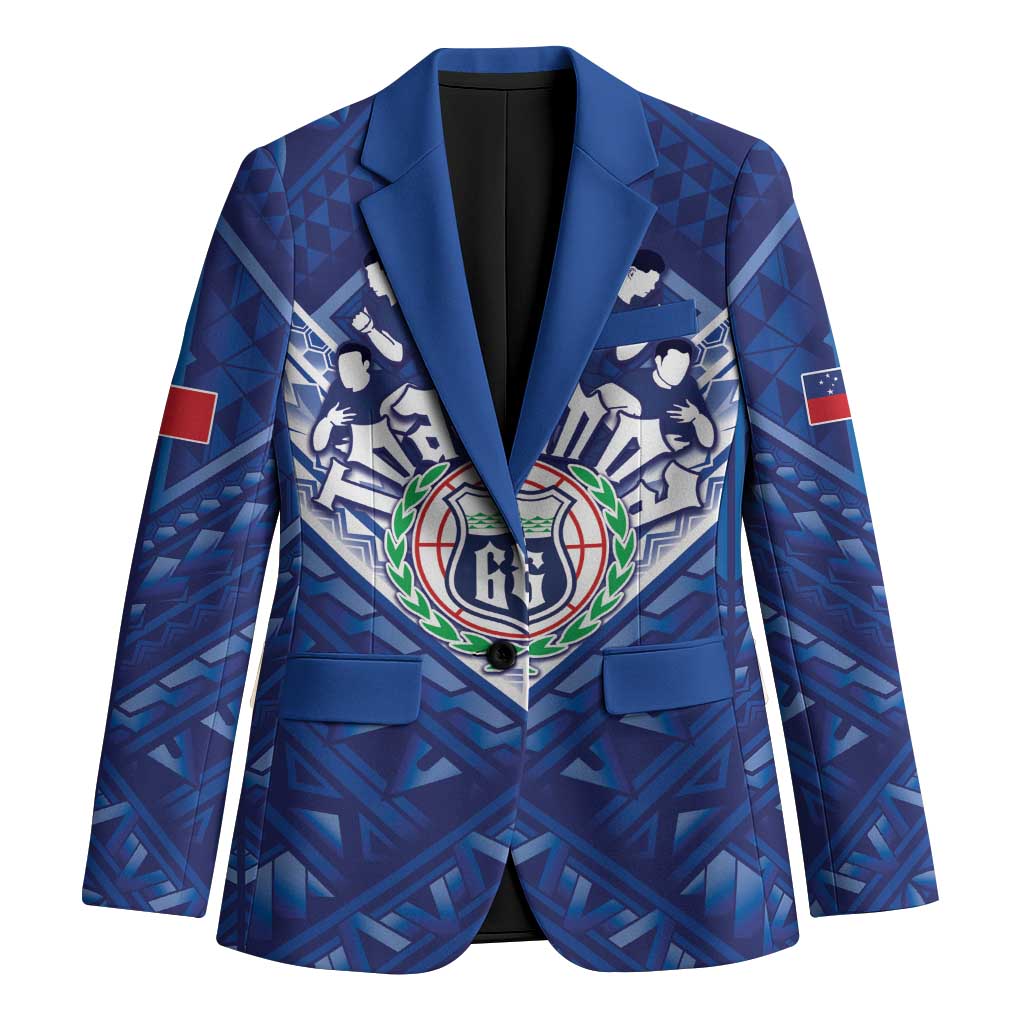 Toa Samoa Rugby Custom Blazer Samoan Pride With Tribal Pattern LT05 Unisex Blue - Polynesian Pride