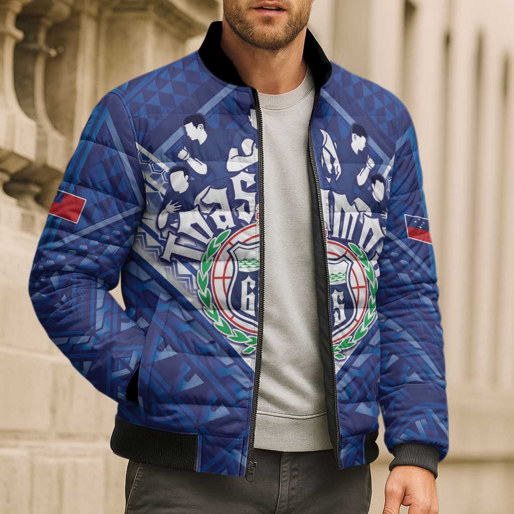 Toa Samoa Rugby Custom Bomber Puffer Jacket Samoan Pride With Tribal Pattern LT05 - Polynesian Pride