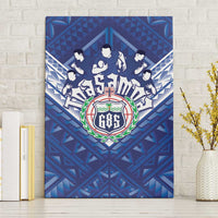 Toa Samoa Rugby Canvas Wall Art Samoan Pride With Tribal Pattern LT05 Without Frame Blue - Polynesian Pride