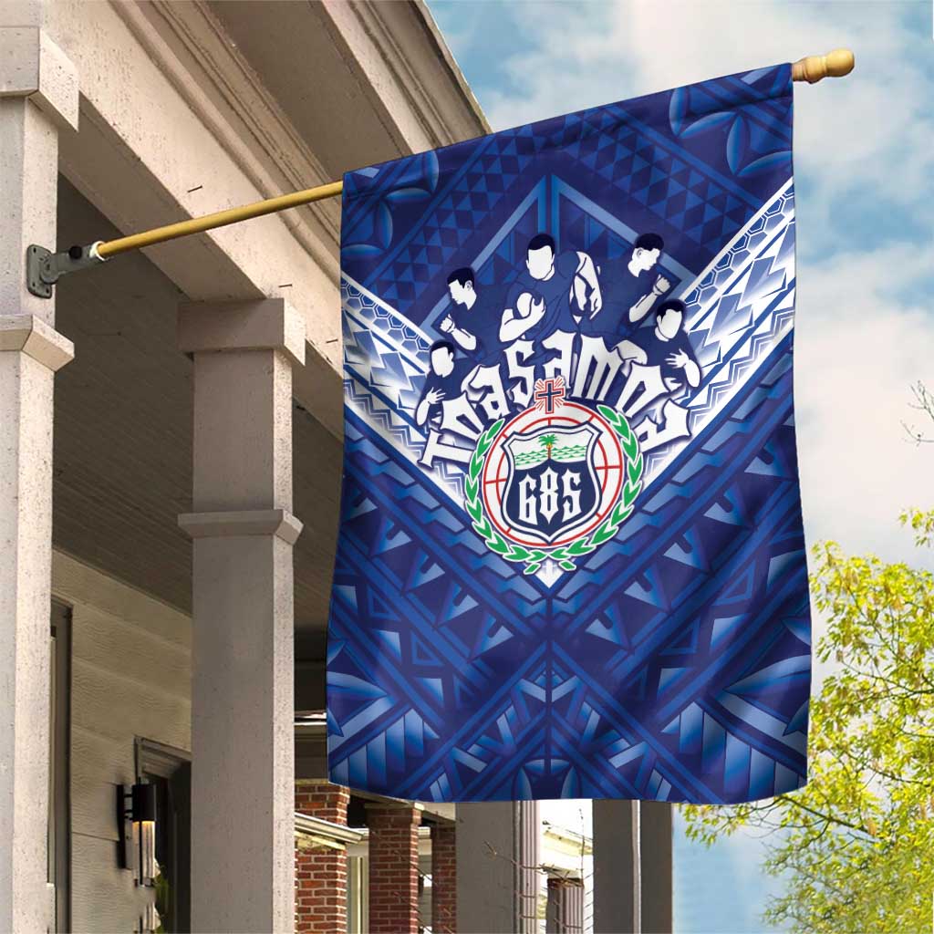 Toa Samoa Rugby Garden Flag Samoan Pride With Tribal Pattern LT05 House Flag Blue - Polynesian Pride