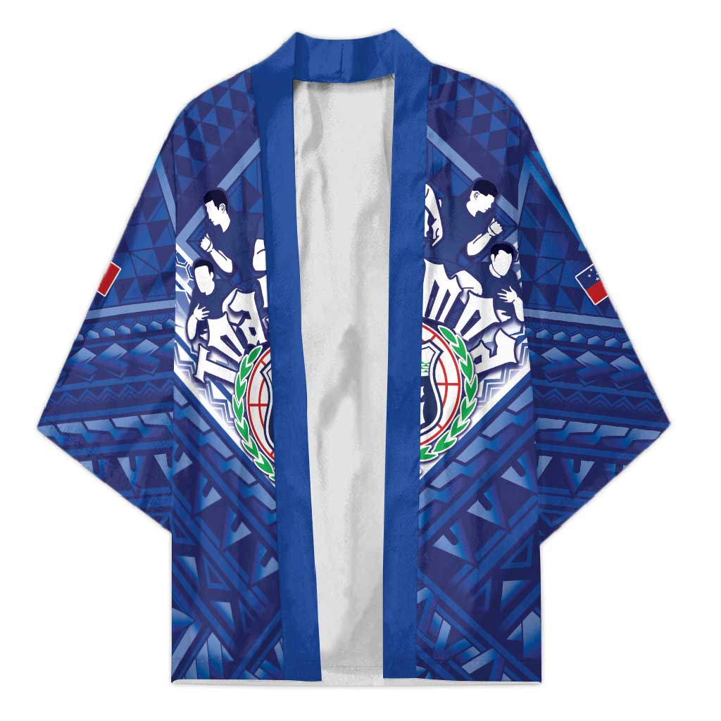 Toa Samoa Rugby Custom Kimono Samoan Pride With Tribal Pattern LT05 Unisex Blue - Polynesian Pride