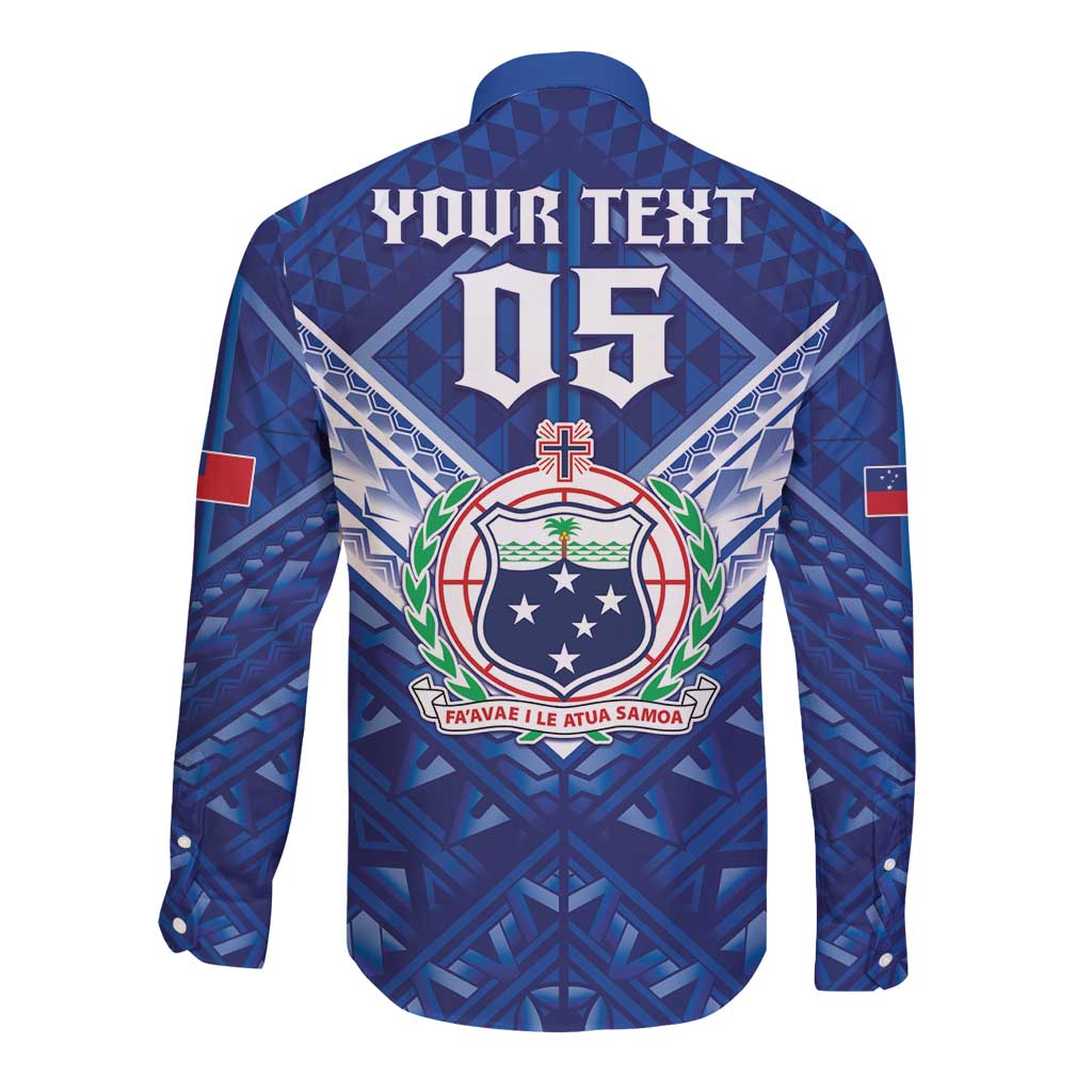 Toa Samoa Rugby Custom Long Sleeve Button Shirt Samoan Pride With Tribal Pattern LT05 - Polynesian Pride