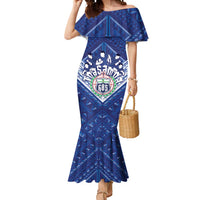 Toa Samoa Rugby Custom Mermaid Dress Samoan Pride With Tribal Pattern LT05 Women Blue - Polynesian Pride