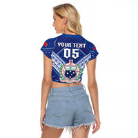 Toa Samoa Rugby Custom Raglan Cropped T Shirt Samoan Pride With Tribal Pattern LT05 - Polynesian Pride