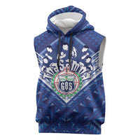 Toa Samoa Rugby Custom Sleeveless Hoodie Samoan Pride With Tribal Pattern LT05 Blue - Polynesian Pride
