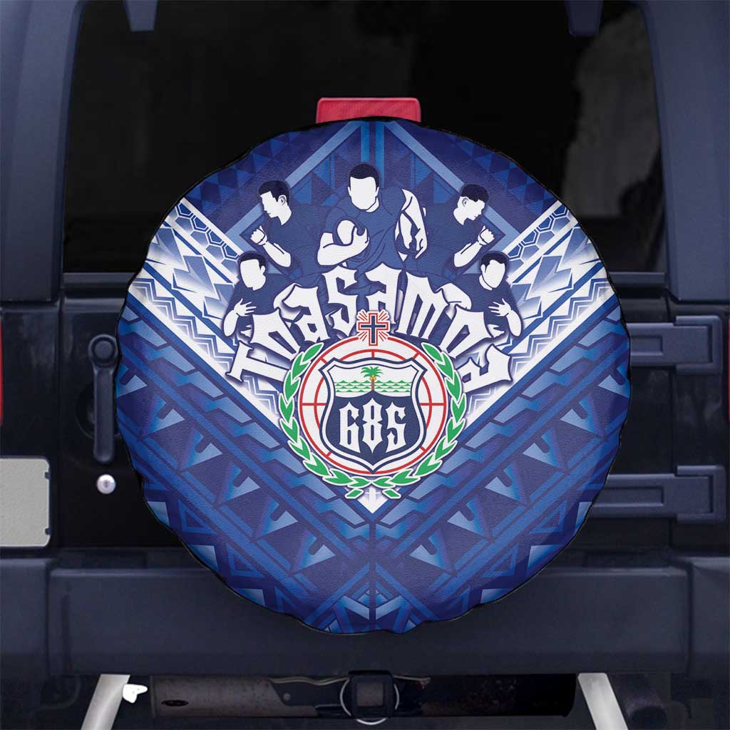 Toa Samoa Rugby Spare Tire Cover Samoan Pride With Tribal Pattern LT05 No hole Blue - Polynesian Pride