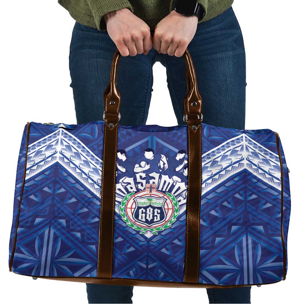 Toa Samoa Rugby Travel Bag Samoan Pride With Tribal Pattern LT05 Blue - Polynesian Pride