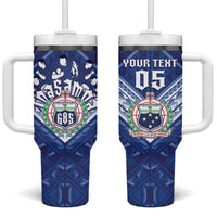 Toa Samoa Rugby Custom Tumbler With Handle Samoan Pride With Tribal Pattern LT05 One Size: 40 oz Blue - Polynesian Pride