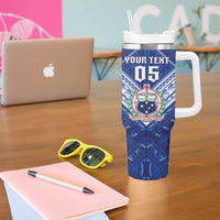 Toa Samoa Rugby Custom Tumbler With Handle Samoan Pride With Tribal Pattern LT05 - Polynesian Pride