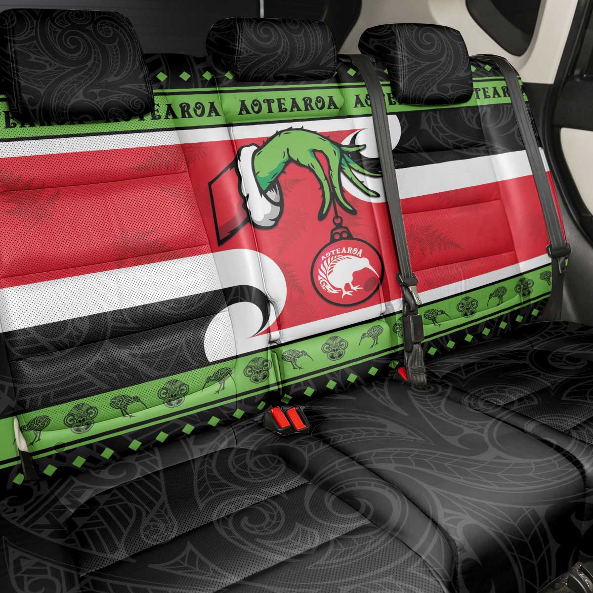 New Zealand Funny Christmas Back Car Seat Cover Maori Tiki LT05 - Polynesian Pride