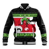 New Zealand Funny Christmas Baseball Jacket Maori Tiki LT05 Unisex Black - Polynesian Pride