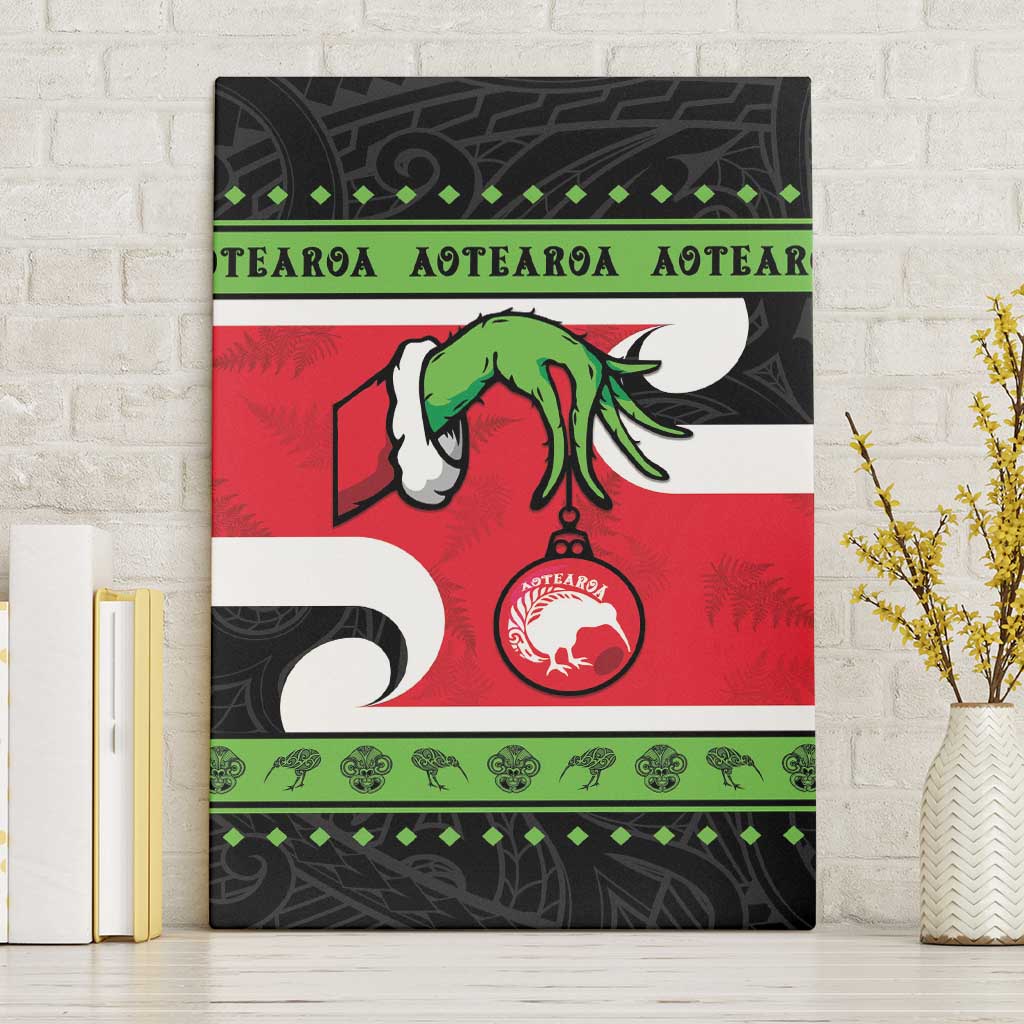 New Zealand Funny Christmas Canvas Wall Art Maori Tiki LT05 Without Frame Black - Polynesian Pride