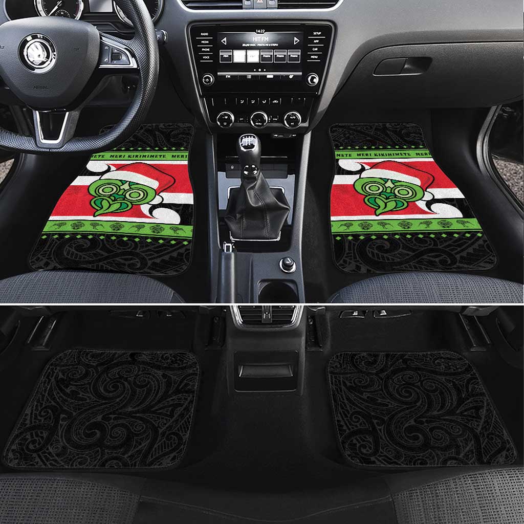 New Zealand Funny Christmas Car Mats Maori Tiki LT05 Set 4pcs Black - Polynesian Pride