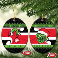 New Zealand Funny Christmas Ceramic Ornament Maori Tiki LT05 Oval Black - Polynesian Pride