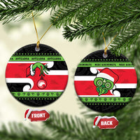 New Zealand Funny Christmas Ceramic Ornament Maori Tiki LT05 Circle Black - Polynesian Pride