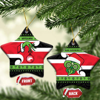 New Zealand Funny Christmas Ceramic Ornament Maori Tiki LT05 Star Black - Polynesian Pride