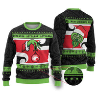 New Zealand Funny Christmas Ugly Christmas Sweater Maori Tiki LT05 Black - Polynesian Pride