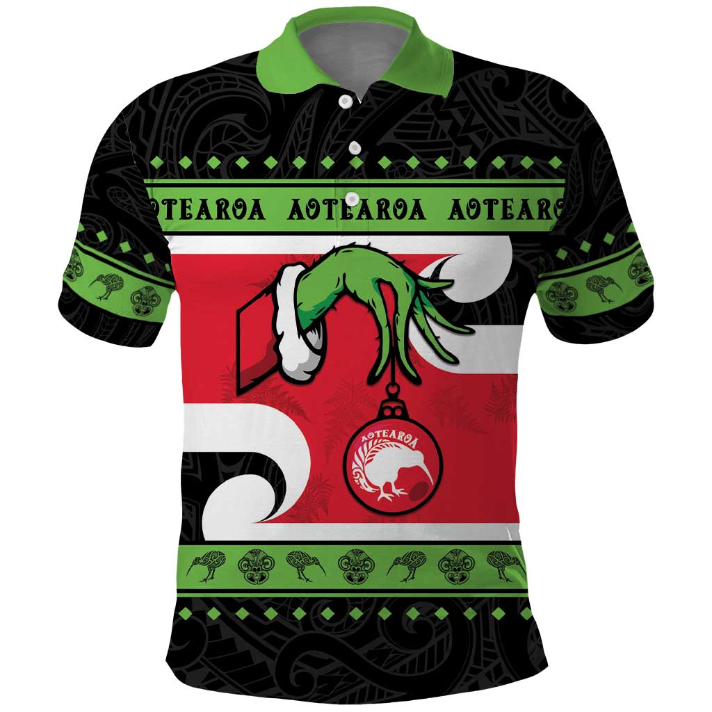 New Zealand Funny Christmas Polo Shirt Maori Tiki LT05 Black - Polynesian Pride
