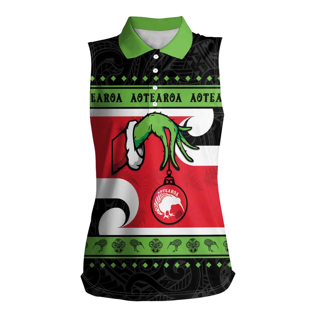 New Zealand Funny Christmas Women Sleeveless Polo Shirt Maori Tiki