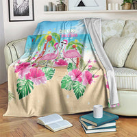 Hawaii Christmas Blanket Deck The Palms Holiday Flamingos LT05 Blue - Polynesian Pride