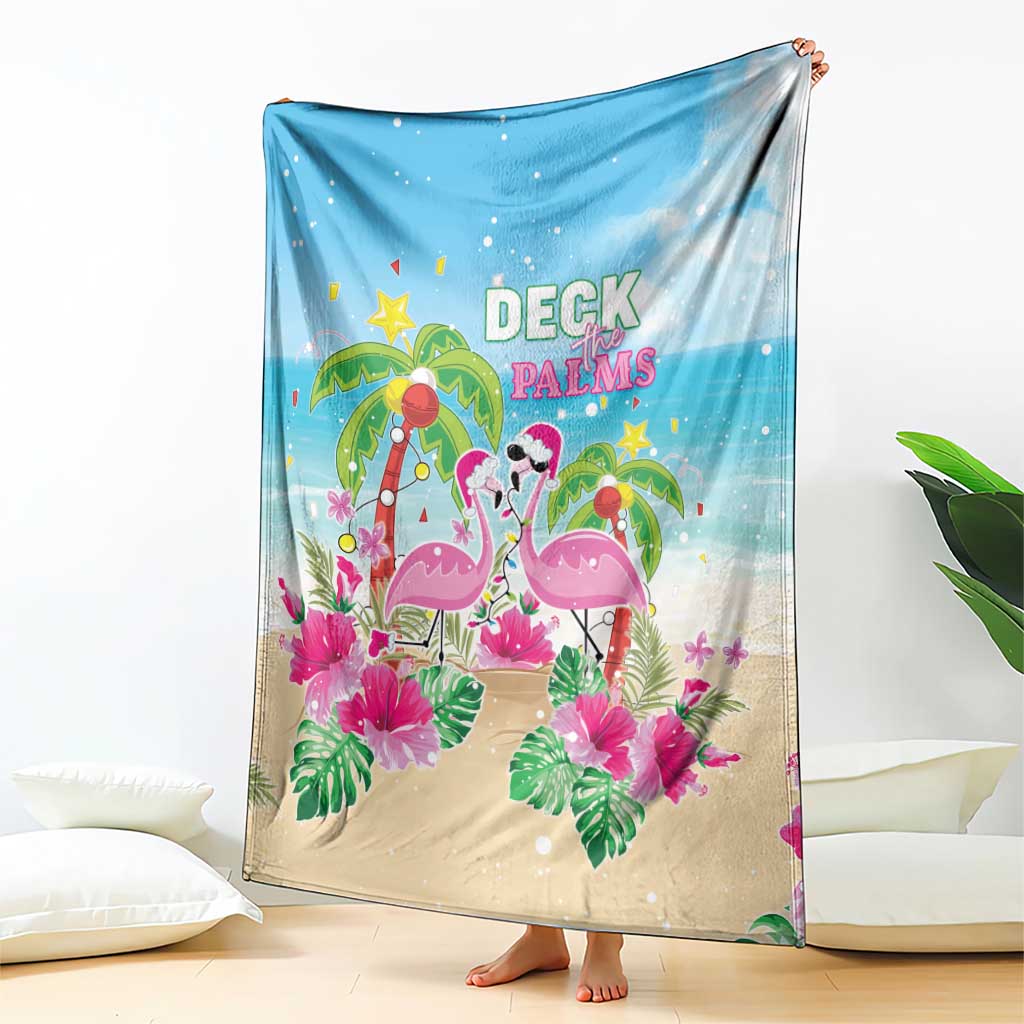 Hawaii Christmas Blanket Deck The Palms Holiday Flamingos LT05 - Polynesian Pride