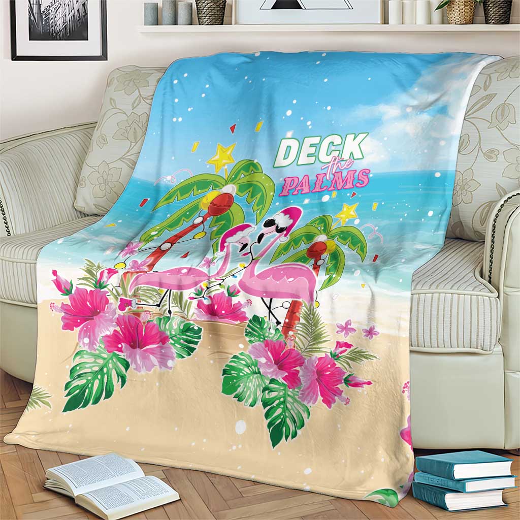 Hawaii Christmas Blanket Deck The Palms Holiday Flamingos LT05 - Polynesian Pride