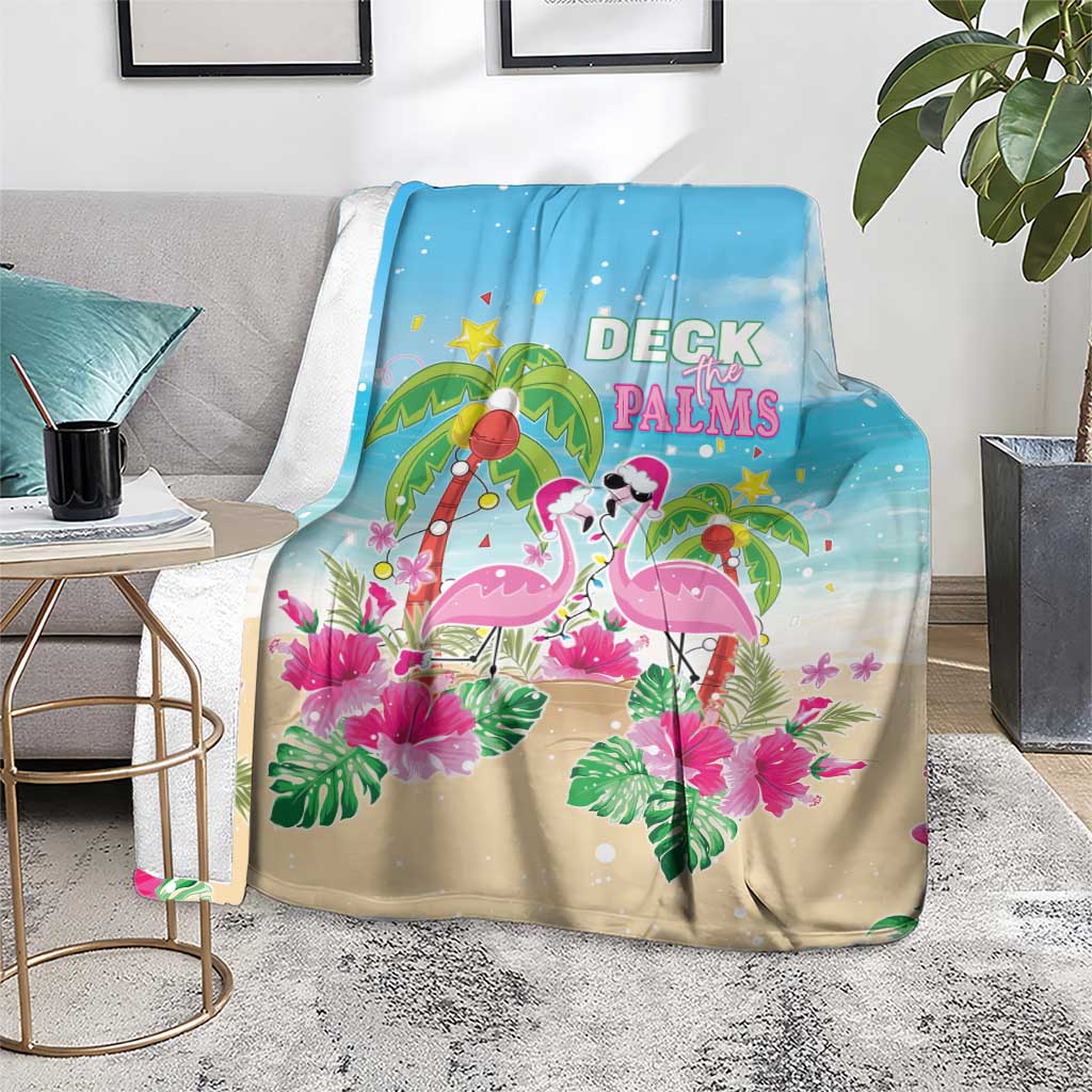 Hawaii Christmas Blanket Deck The Palms Holiday Flamingos LT05 - Polynesian Pride