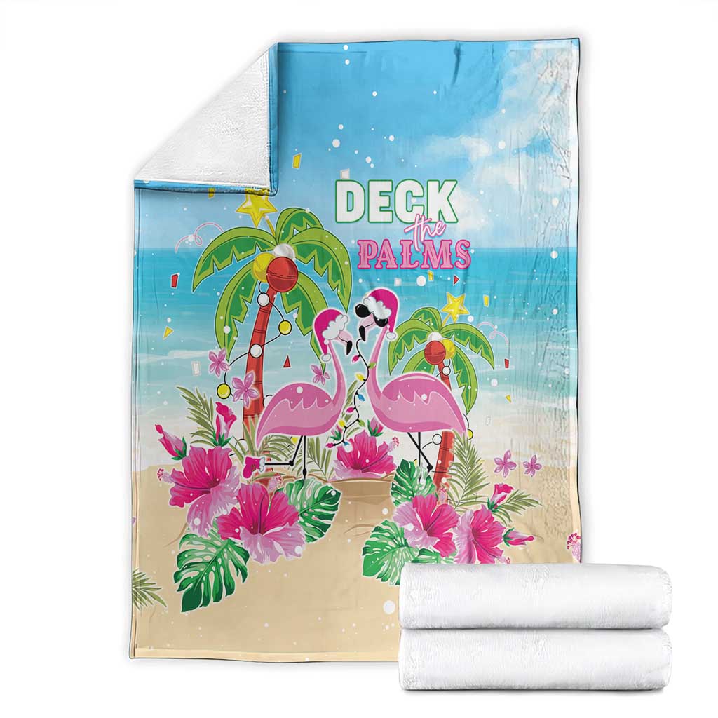 Hawaii Christmas Blanket Deck The Palms Holiday Flamingos LT05 - Polynesian Pride