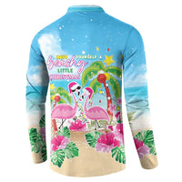 Hawaii Christmas Button Sweatshirt Deck The Palms Holiday Flamingos LT05 - Polynesian Pride