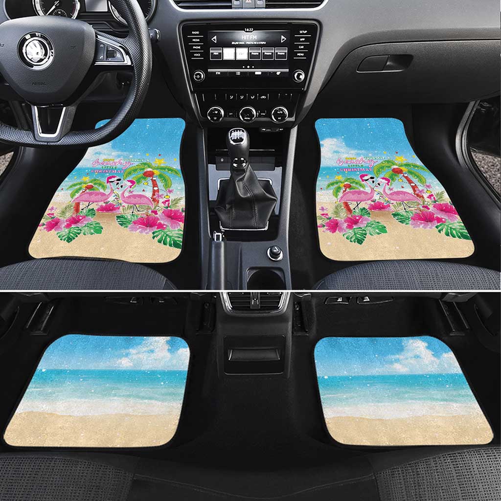Hawaii Christmas Car Mats Deck The Palms Holiday Flamingos LT05 Set 4pcs Blue - Polynesian Pride