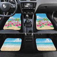Hawaii Christmas Car Mats Deck The Palms Holiday Flamingos LT05 Set 4pcs Blue - Polynesian Pride
