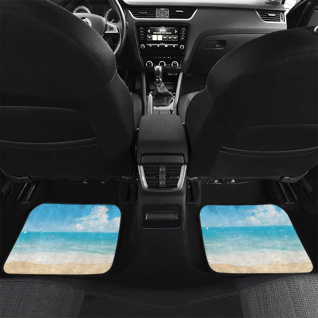 Hawaii Christmas Car Mats Deck The Palms Holiday Flamingos LT05 Set 2pcs - Back Blue - Polynesian Pride