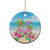 Hawaii Christmas Ceramic Ornament Deck The Palms Holiday Flamingos