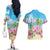 Hawaii Christmas Couples Matching Off The Shoulder Long Sleeve Dress and Hawaiian Shirt Deck The Palms Holiday Flamingos