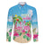 Hawaii Christmas Family Matching Long Sleeve Bodycon Dress and Hawaiian Shirt Deck The Palms Holiday Flamingos