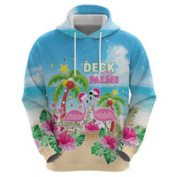 Hawaii Christmas Hoodie Deck The Palms Holiday Flamingos LT05 - Polynesian Pride