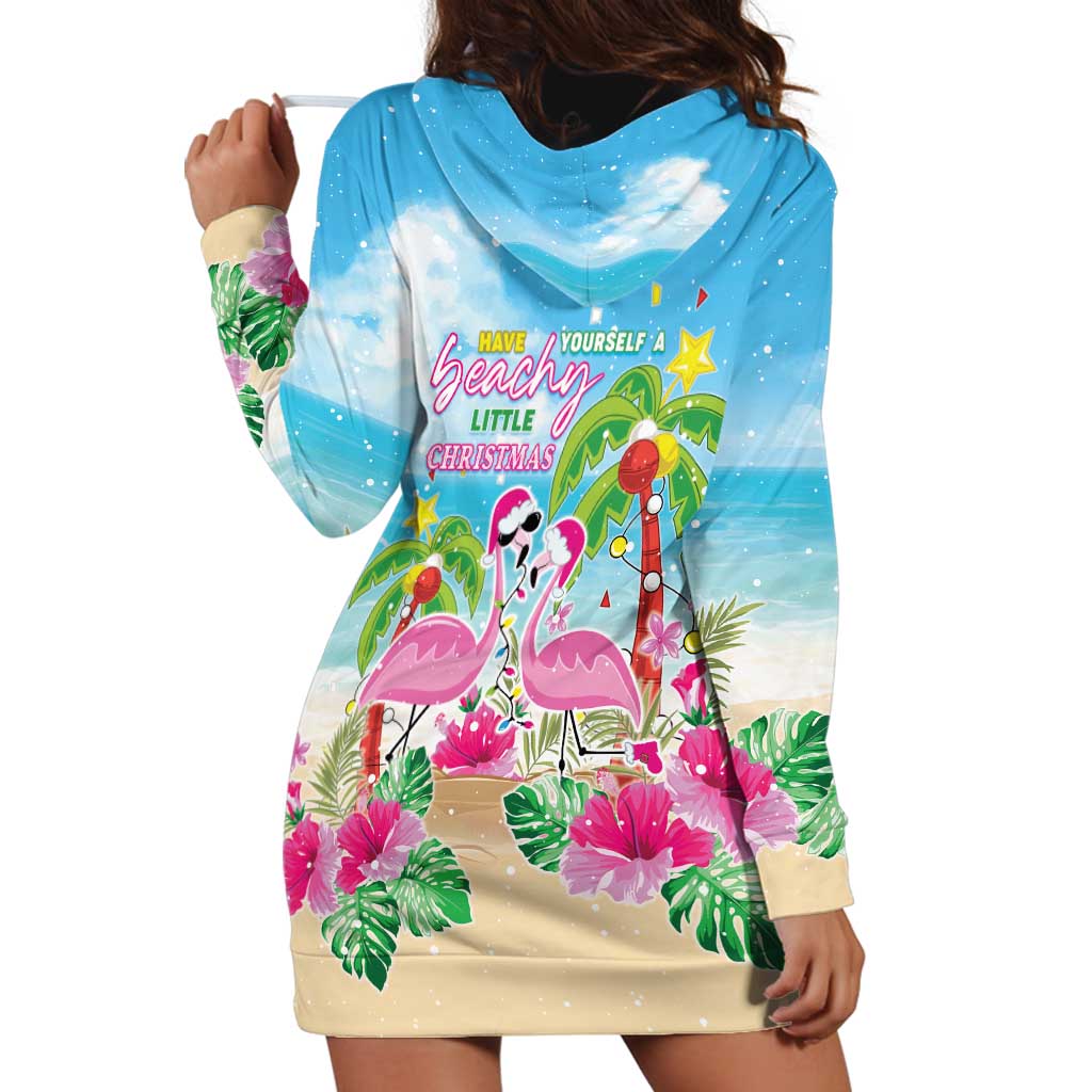 Hawaii Christmas Hoodie Dress Deck The Palms Holiday Flamingos LT05 - Polynesian Pride